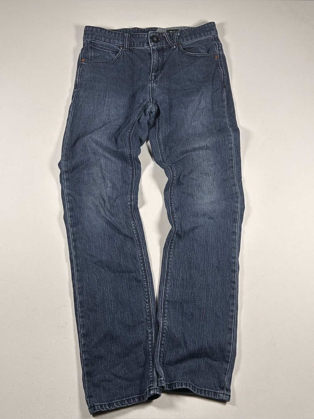 Volcom Jeans Mens (28) Blue Solver Modern Straight 5 Pockets Stretch Medium Wash